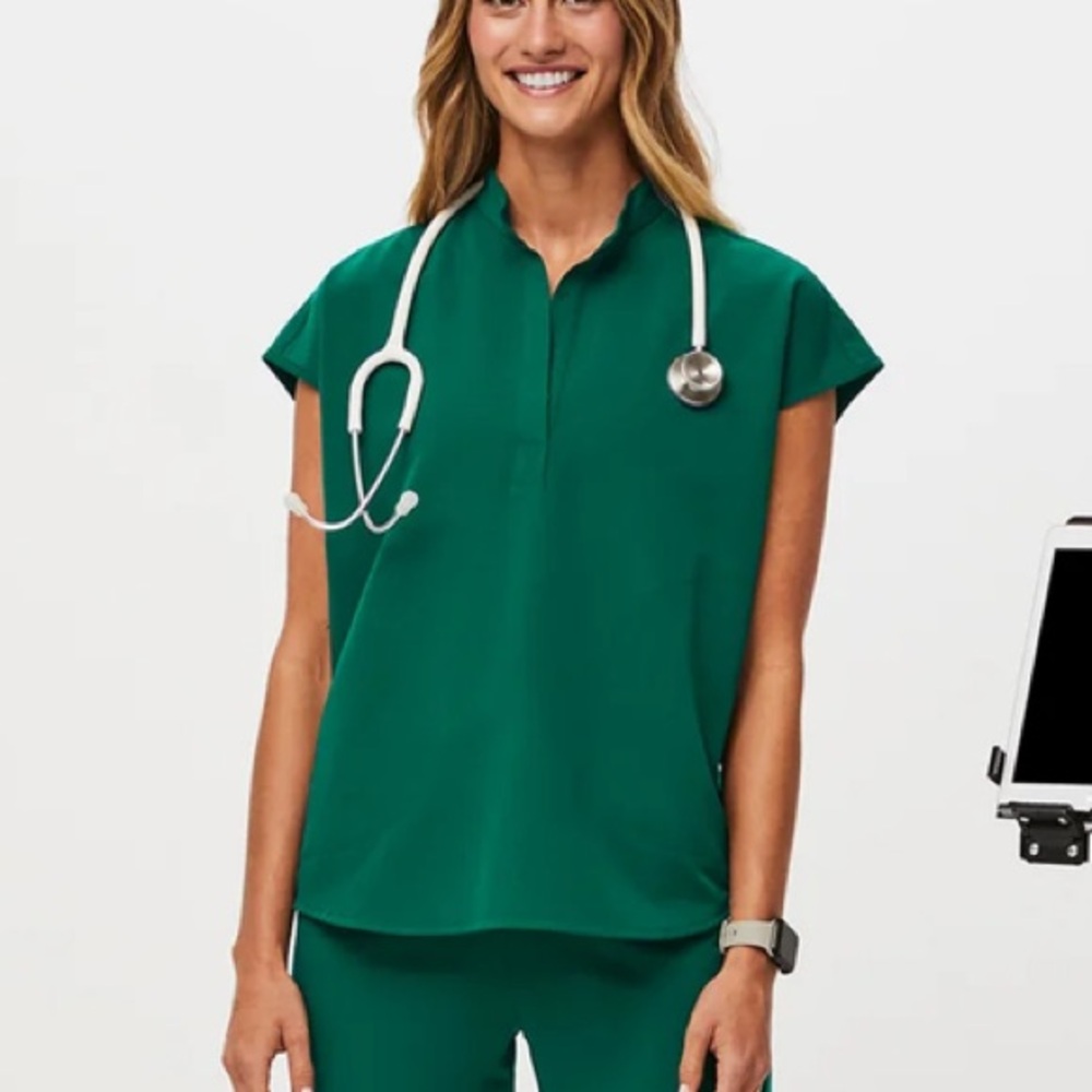 Figs Rafaela Top in Hunter Green